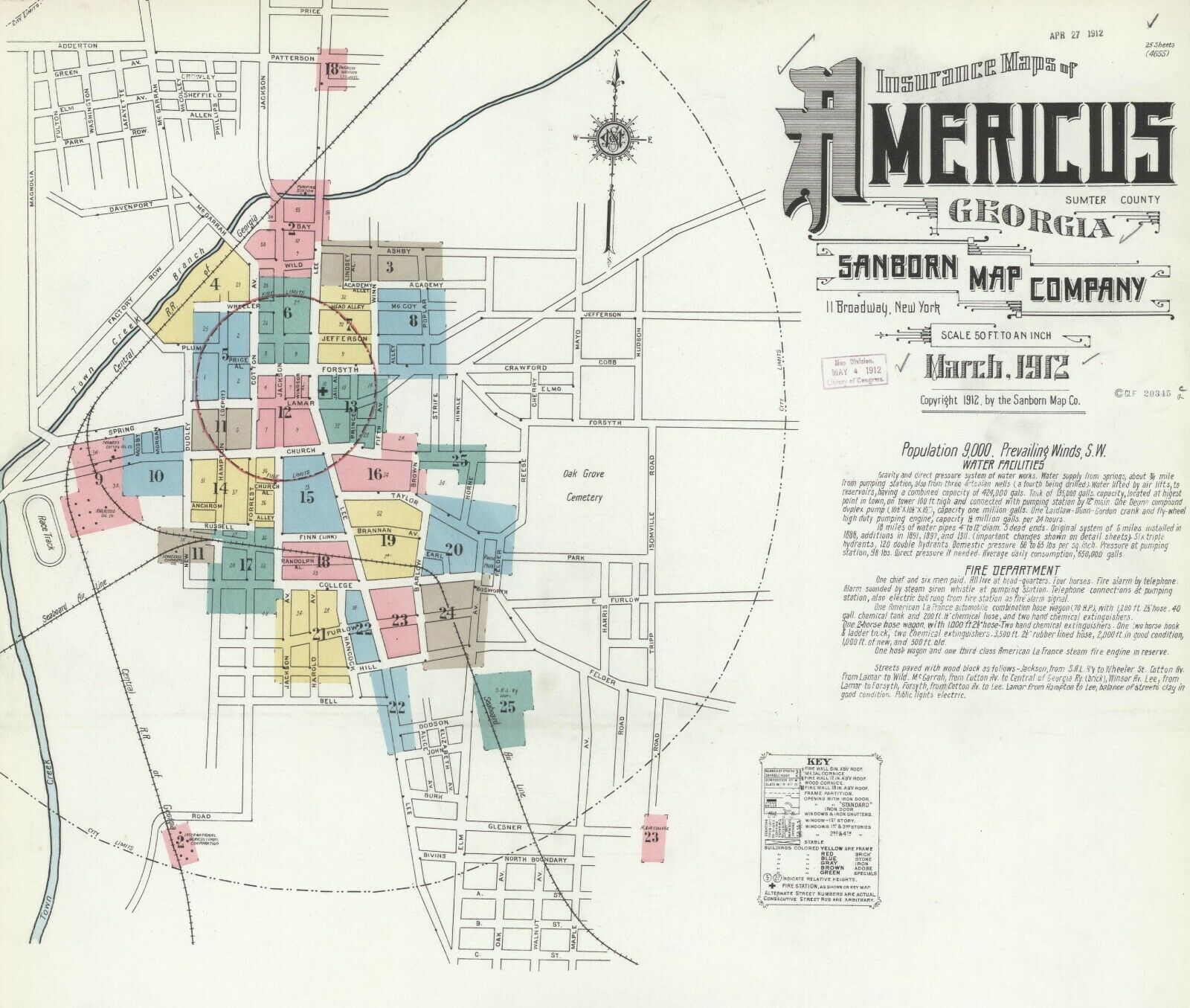 Americus, Georgia~ Sanborn Map©sheets~1885 To 1912 With 63 Maps In  Color