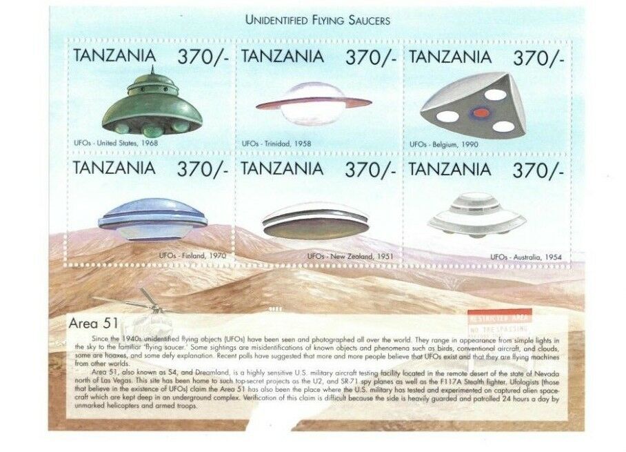 Tanzania 1999 Ufo's Stamps - Sheet Of 6 Stamps - Mnh