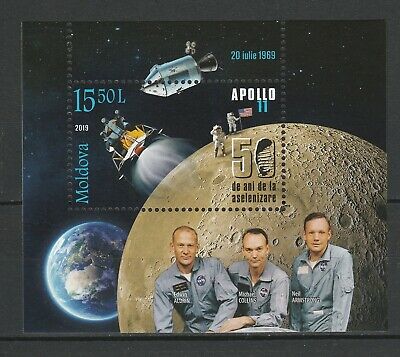 Moldova 2019 Space, Apollo 11 50th Anniversary Moon Landing Mnh Block