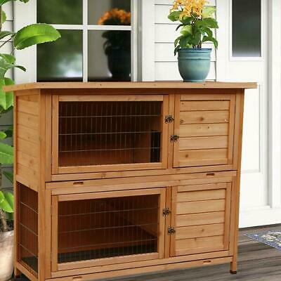 New 48" Wooden Rabbit Hutch Chicken Coop Hen House Poultry Pet Cage