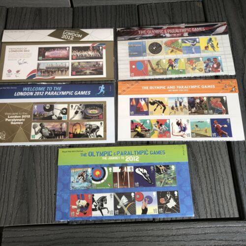 (5) 2012 Royal Mail Presentation Folder Olympic And Paralympic - London Games