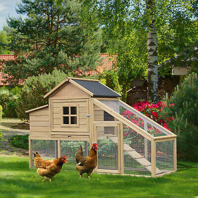 69"  Large Wooden Outdoor Backyard Chicken Coop Hen Hutch Cage W/ Nesting Box