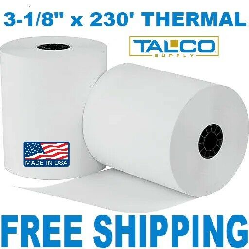 (50) 3-1/8" X 230' Thermal Pos Receipt Paper Rolls  ~free Shipping~