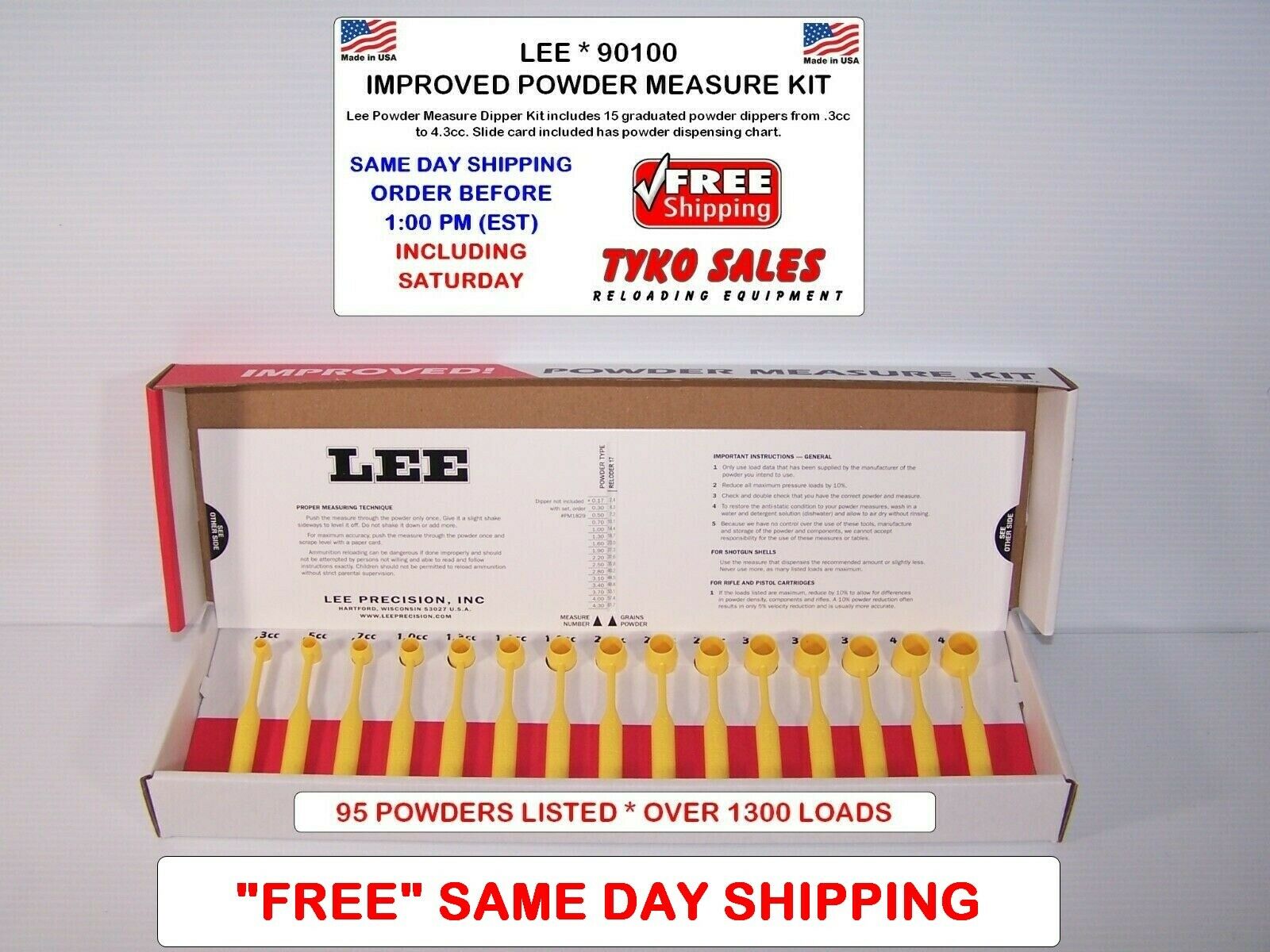 Lee 90100 * Lee Precision Improved Powder Measure Dipper Scoop Kit * 90100