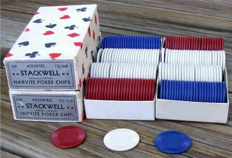 4 Unused Old Boxes Of Texas Holdem Poker Chips ~ 3 Boxes Shown ~ See Description