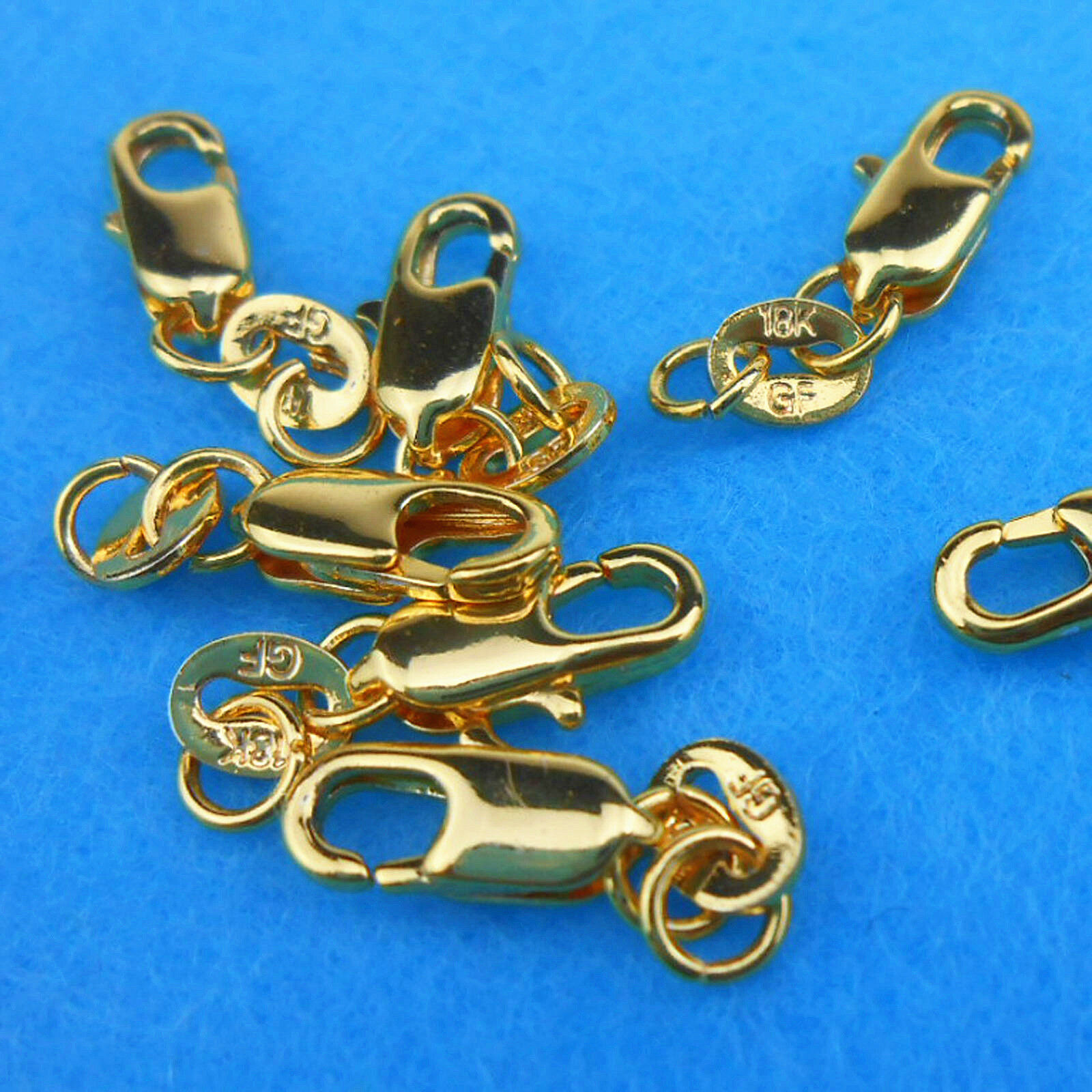 Wholesale 10pcs Jewelry Findings 18k Yellow Gold Filled Lobster Clasps 18k Gf