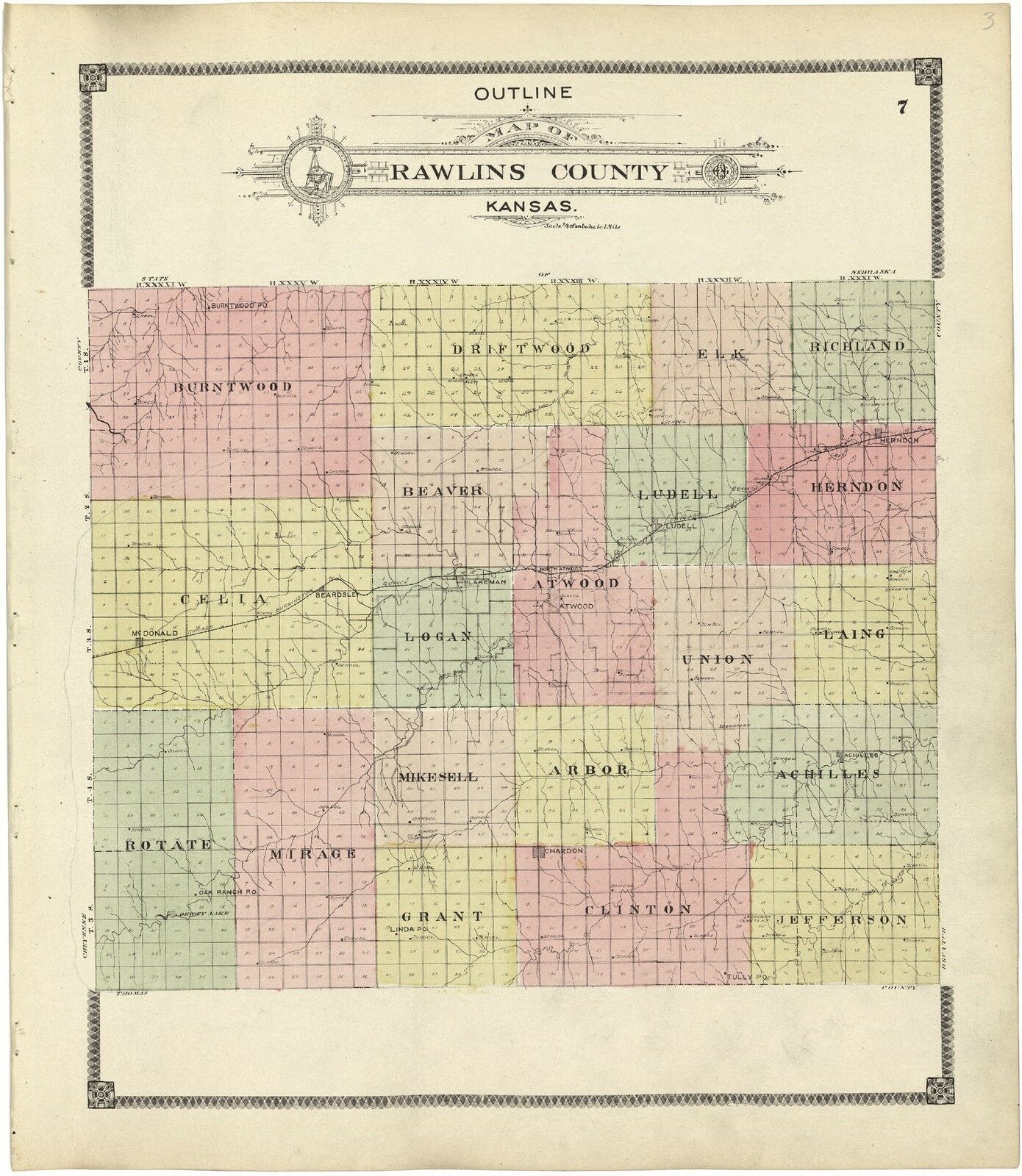 1906 Kansas History Rawlins County Plat Maps Old Genealogy Land Owner Dvd P121
