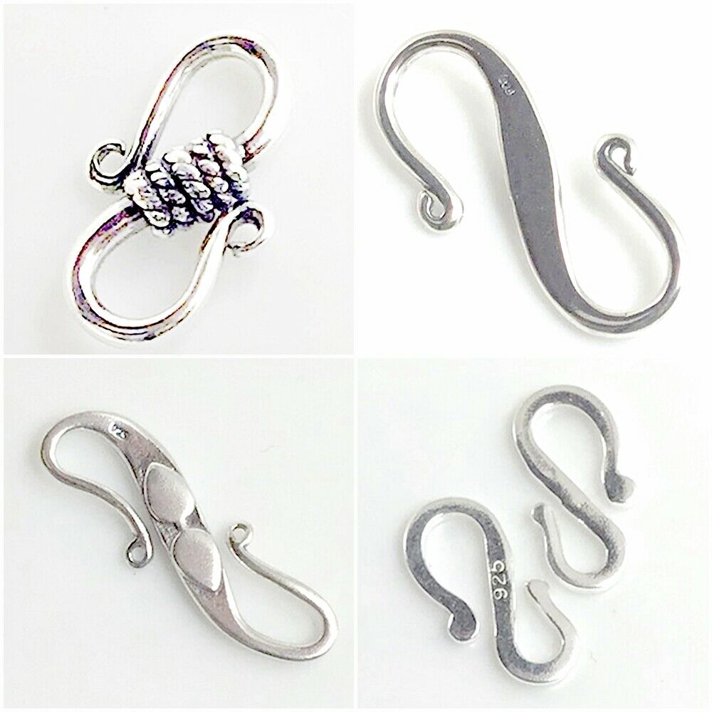 Sterling Silver S Hook Clasp Jewelry Finding 14-35mm Real 925 Free Shipping