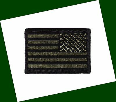 Hook/loop United States Us Flag 3"x2" Stars Right Black Green  Patch Police