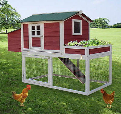 Pawhut 63" Chicken Coop Wooden Poultry Hen Hutch House Nesting Cage Box New