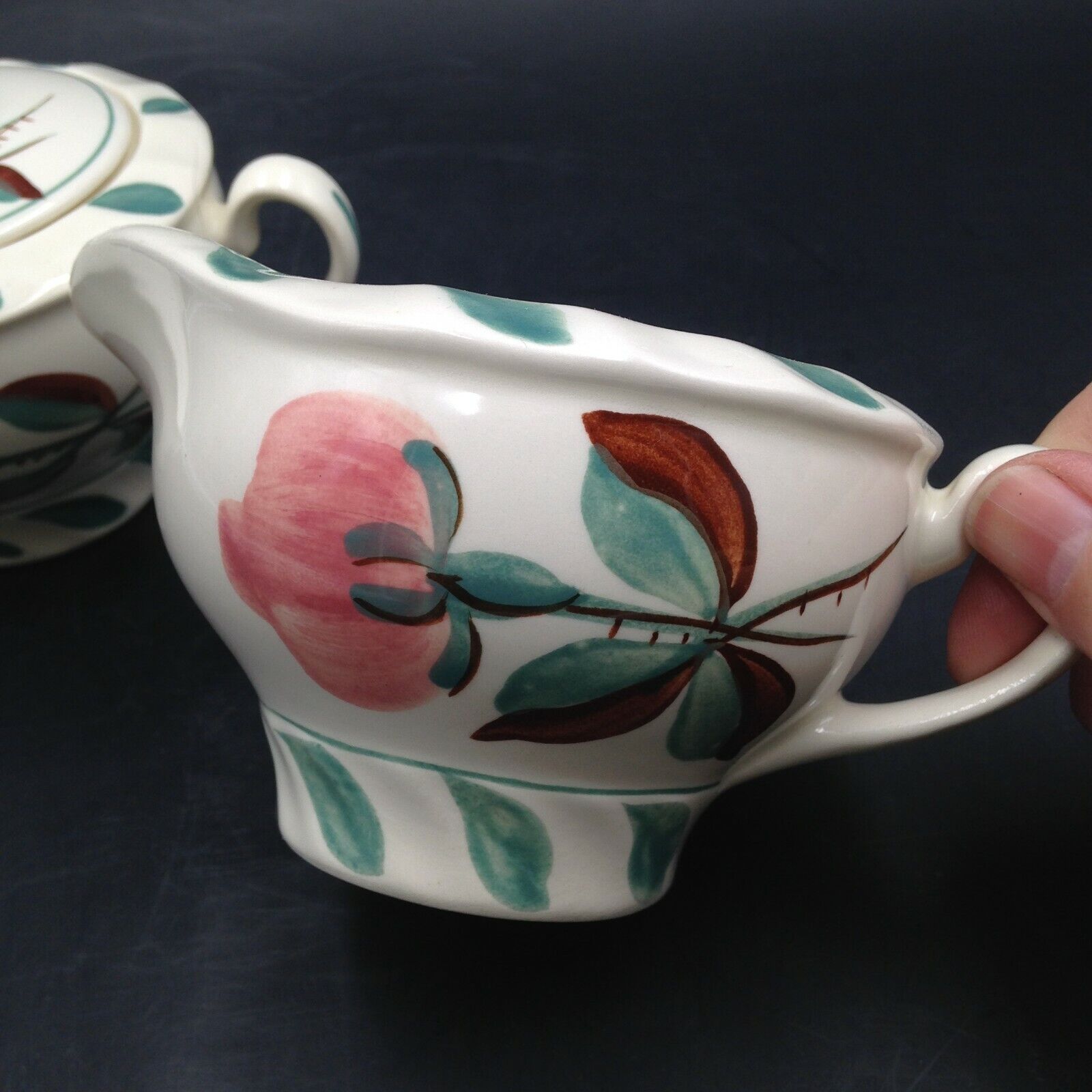 Blue Ridge Southern Potteries Camellia Creamer & Sugar Bowl Set Hand Painted