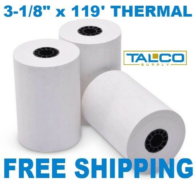 (50) Fd-100 3-1/8" X 119' Thermal Receipt Paper Rolls ~free Priority Shipping~
