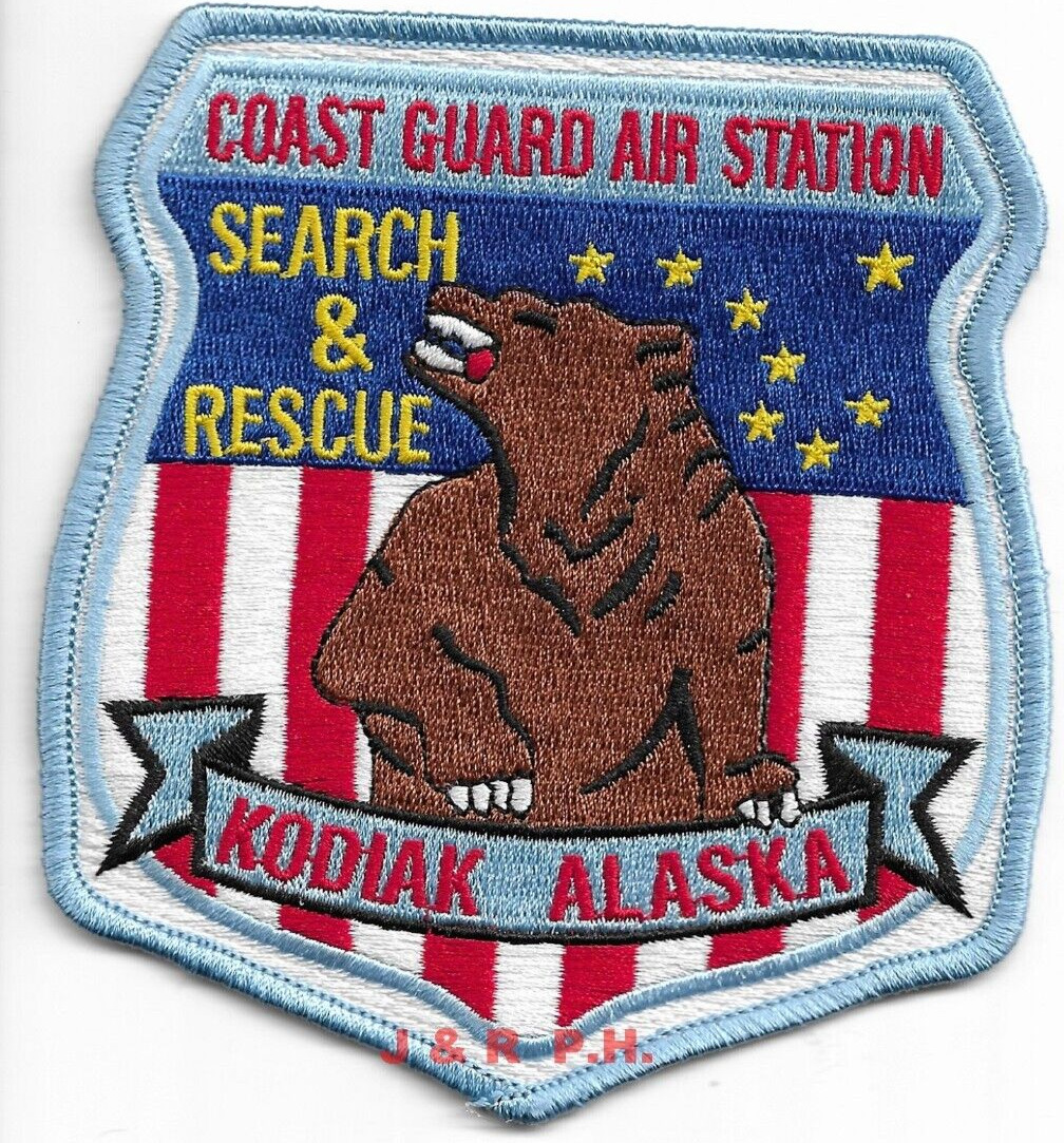 Uscg Coast Guard Patch - Kodiak Air Station S.a.r, Ak (4" X 4.5") (fire)