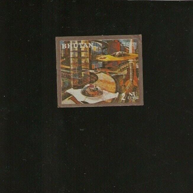 Bhutan 2 Nu 1969 Space Craft Steel Stamp *001 Uss Steel Foil Unique Item