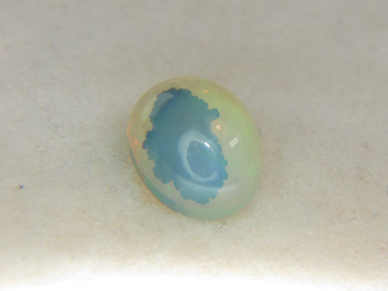 3.63ct Collector Gem W/unique Dk Green Boctroydal Mineral Inclusion 5 Color Opal