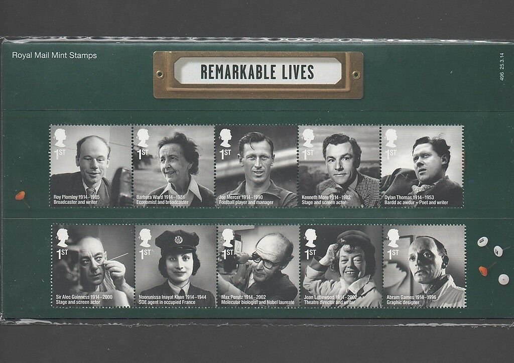 Gb 2014 Remarkable Lives Stamp Presentation Pack