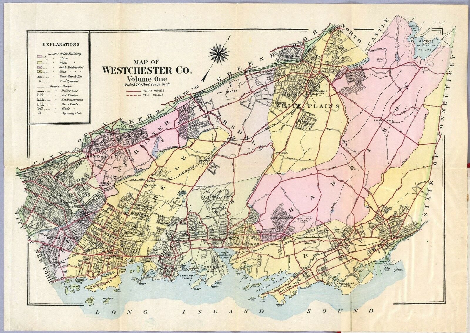 1914 Atlas Westchester County Map Plat New York Old Genealogy Land Owner Dvd P48