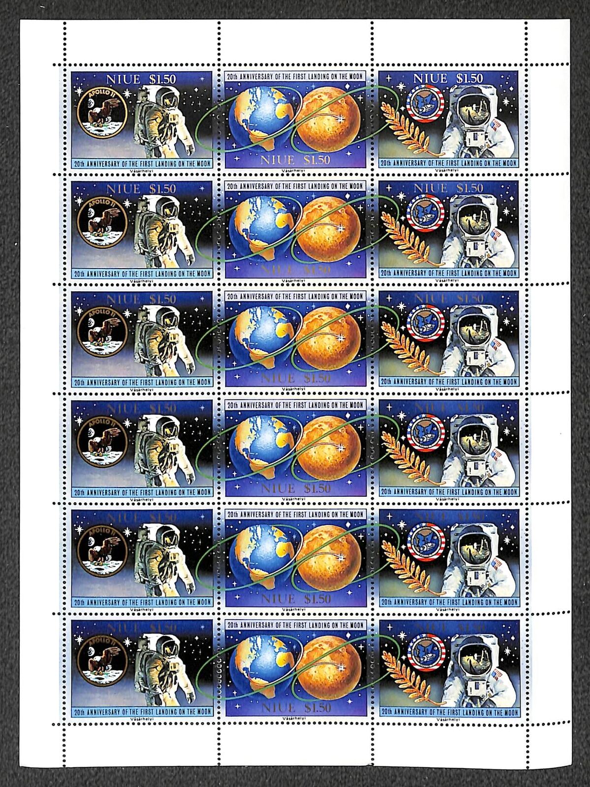 [opg927] Niue 1989 Space Lot Of 6x Very Fine Mnh Sheet