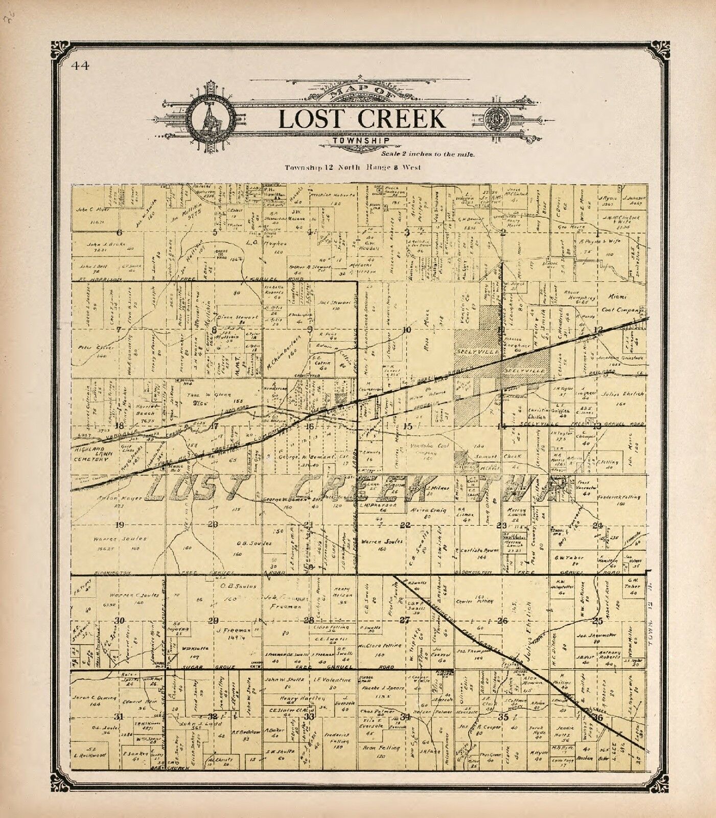 1907 Atlas Vigo County Indiana Family Genealogy Plat Map Land Owner Dvd P125