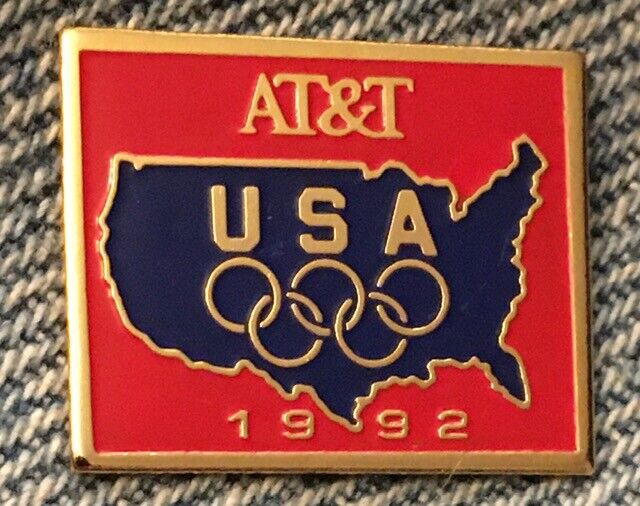 At&t Olympic Sponsor Pin ~ 1992 Albertville & Barcelona ~ Usa