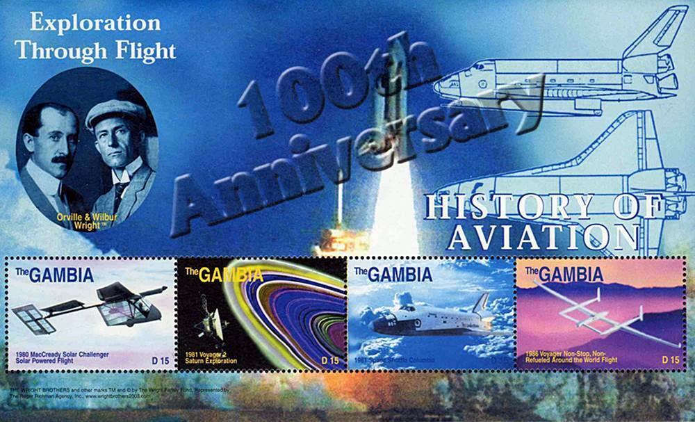 Gambia 2003 Wright Brothers//space Shuttle & Planes M/s Sc#2749 Mnh **