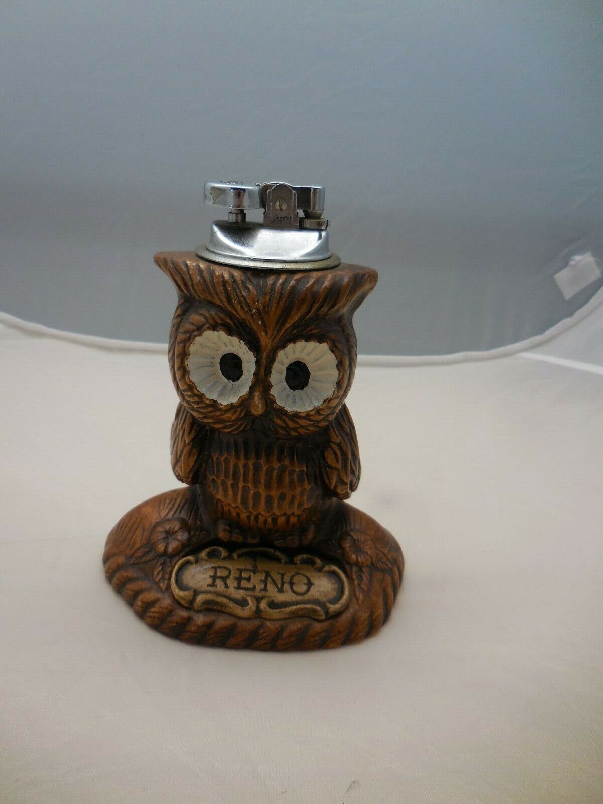 Vintage Ceramic Owl Souvenir Lighter Reno Refillable Lighter Usa