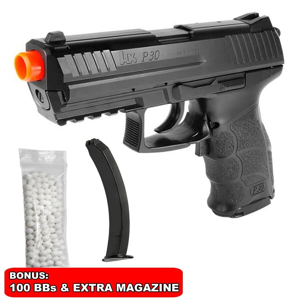Umarex H&k P30 Electric Airsoft Pistol, 180 Fps, Bonus Bbs & Magazine (2273010)