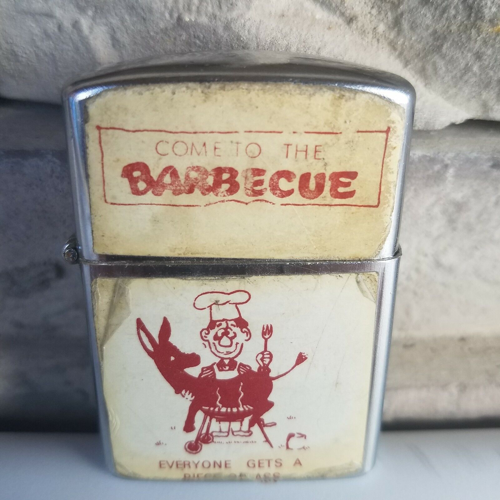 Donkey Come To The Barbecue Everyone Gets A Piece Of Ass 5 Barrel Hinge Vtg G