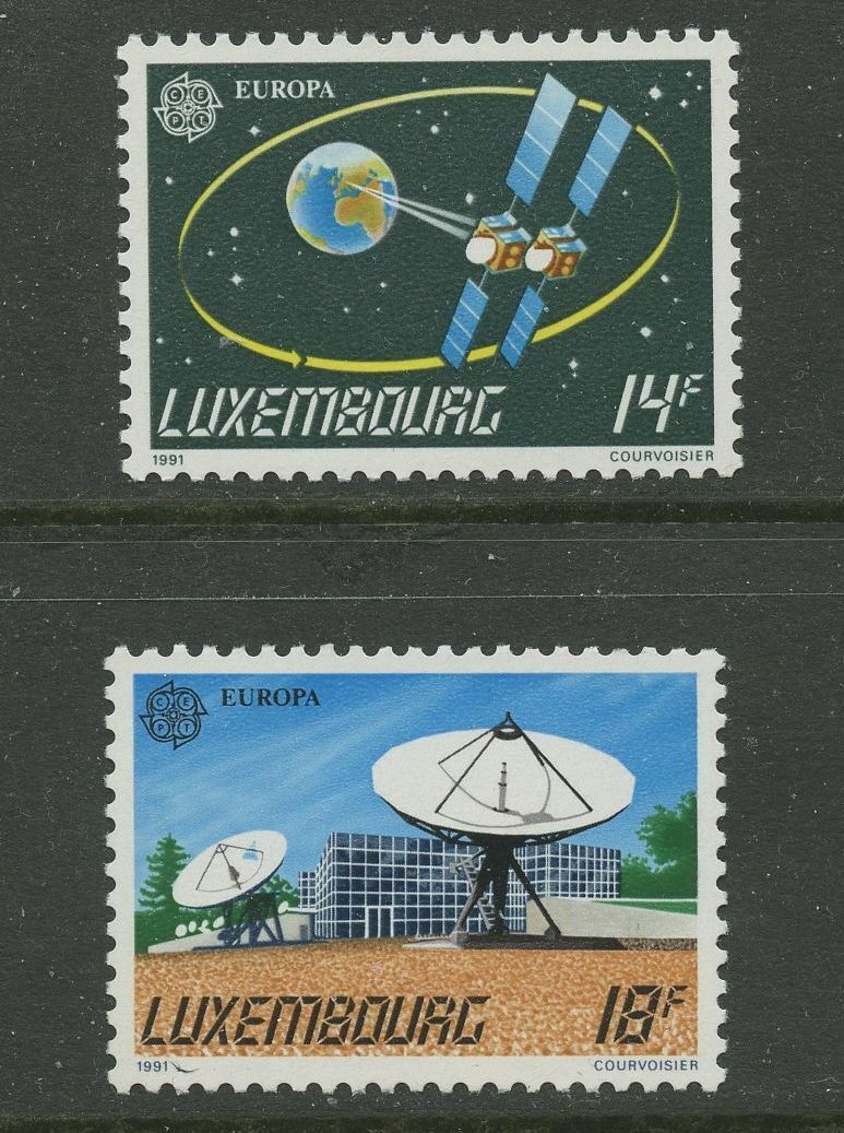 Space Satellites Betzdorf Station Mnh 2 Stamps 1991 Luxembourg #851-2 Europa