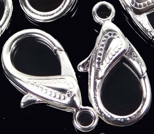 30x16mm X-large Plated Silver Pewter Lobster Claw Clasps (4)