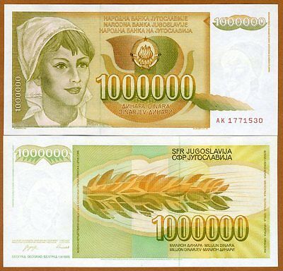 Yugoslavia, 1000000 (1,000,000) Dinara, 1989, P-99, Unc