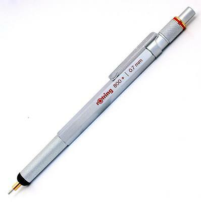 New Rotring 800+ 0.7 Mm Silver Barrel Mechanical Pencil And Touchscreen Stylus