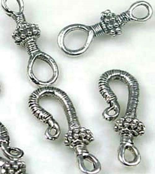 16 Pc / 8 Pair Antiqued Silver Pewter Hook Clasps ~ Lead-free