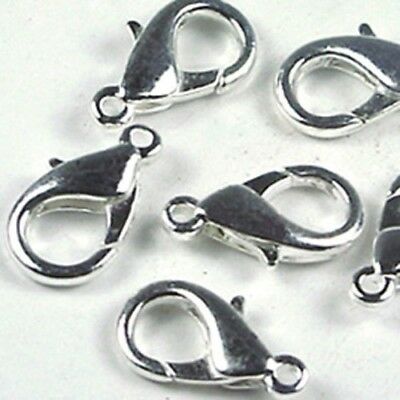 25 Silver Pewter Lobster Claw Clasps 12x6mm