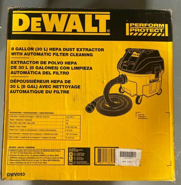 New Dewalt Dwv010 Hepa Dust Extractor Wet Dry Corded Shop Vacuum 8 Gallon