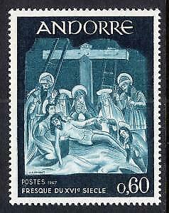 French Andorra #180 Mnh Cv$1.60 The Descent From The Cross Pieta