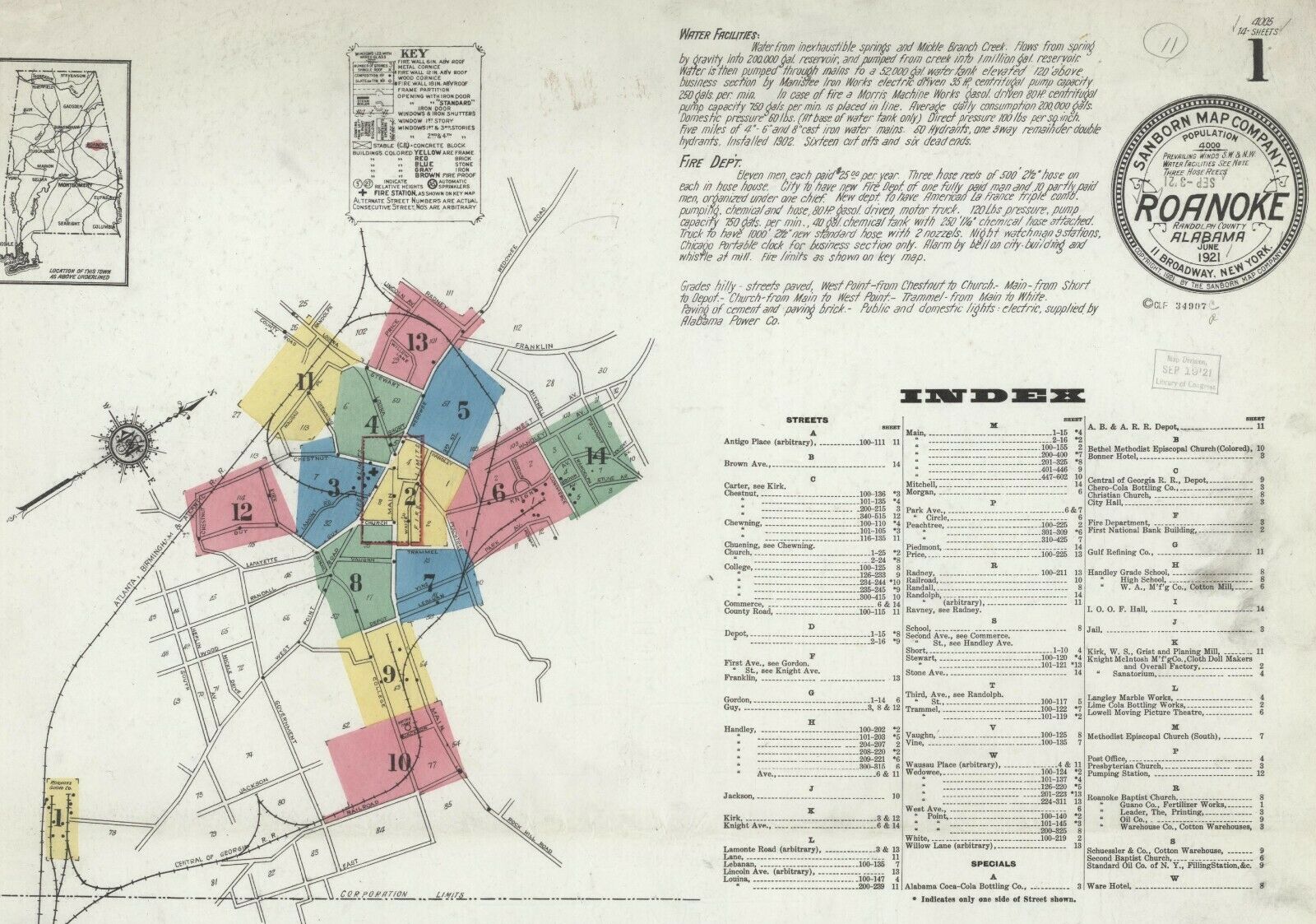 Roanoke,  Alabama Sanborn Map© Sheets Made 18894 To 1921~ Cd~ 30 Maps In Pdf's