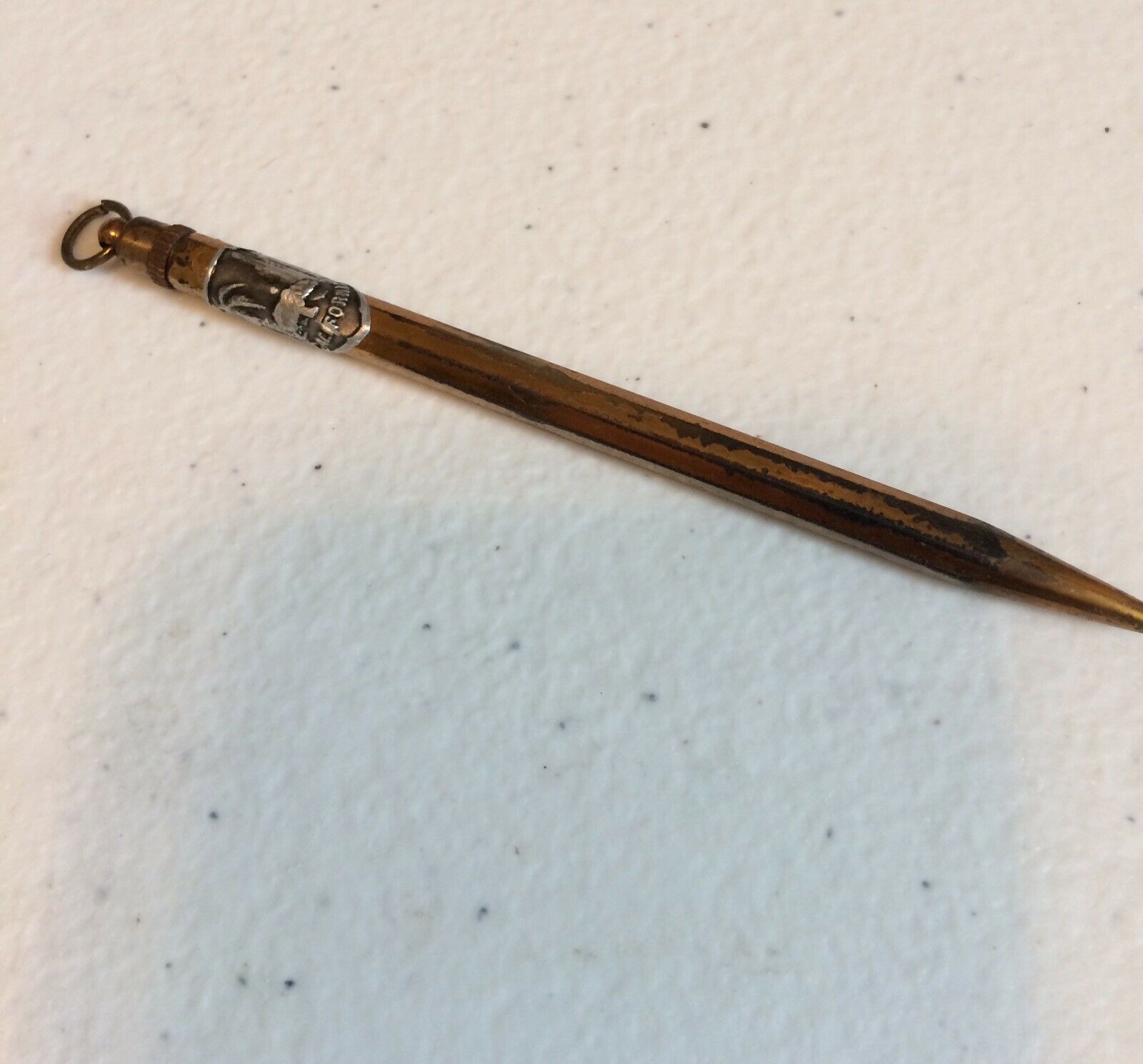 Vintage Gold Tone Metal Mechanical Tiny Thin Pencil With California Emblem