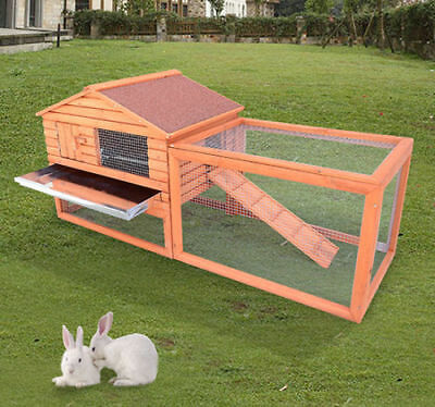 62" Wooden Rabbit Hutch Chicken Coop House Bunny Hen Pet Animal Backyard Run