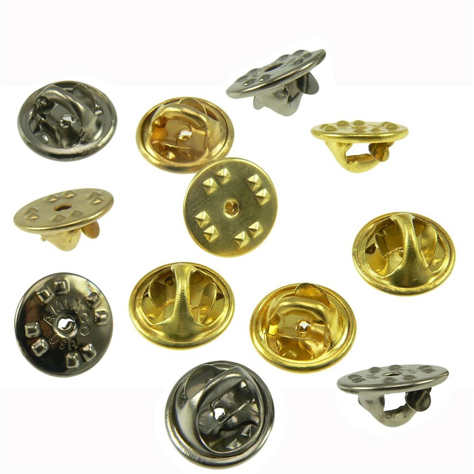 Qty 10-100 Brass Clutch Clasp Butterfly Military Pin Backs Guards Gold Chrome