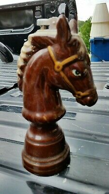 Ceramic Horse Head Lighter 1960s Carnival Crane Machine Prize - Vintage