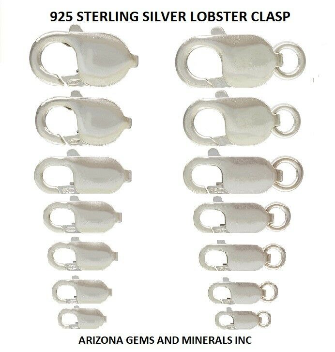 Sterling Silver, 925 Lobster Claw Clasp 2 Styles - 7 Sizes 8mm - 18mm 1 Pc-10 Pc