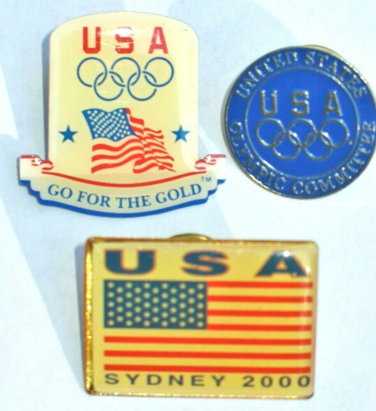 Vintage Lot Of 3 Sydney Australia Olympic Committee Flag Patriotic American Pins